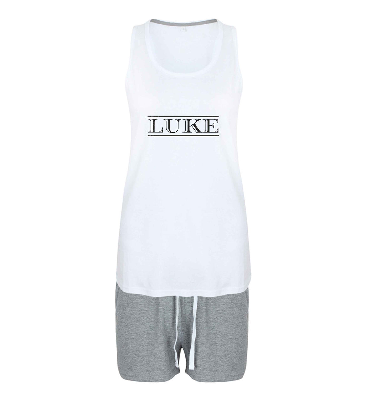 Personalised name size XL women's pyjama shorts set in pink 