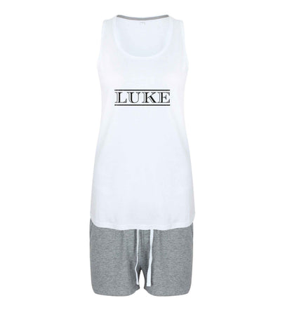 Personalised name size XL women's pyjama shorts set in pink 