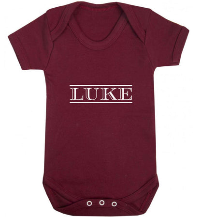 Personalised name baby vest maroon 18-24 months