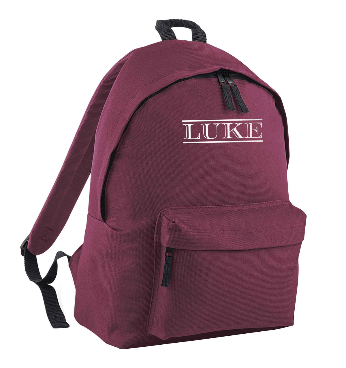Personalised name maroon children's backpack