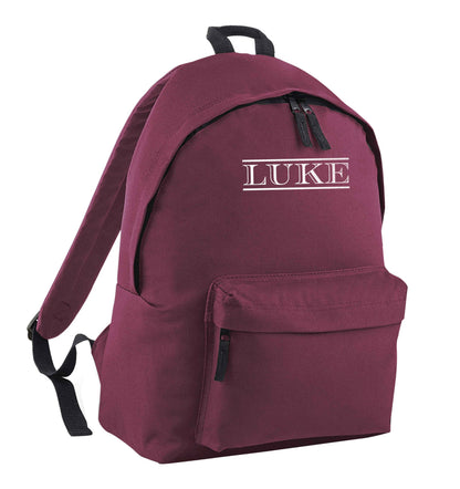 Personalised name maroon children's backpack
