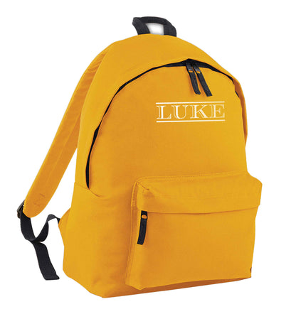 Personalised name mustard adults backpack