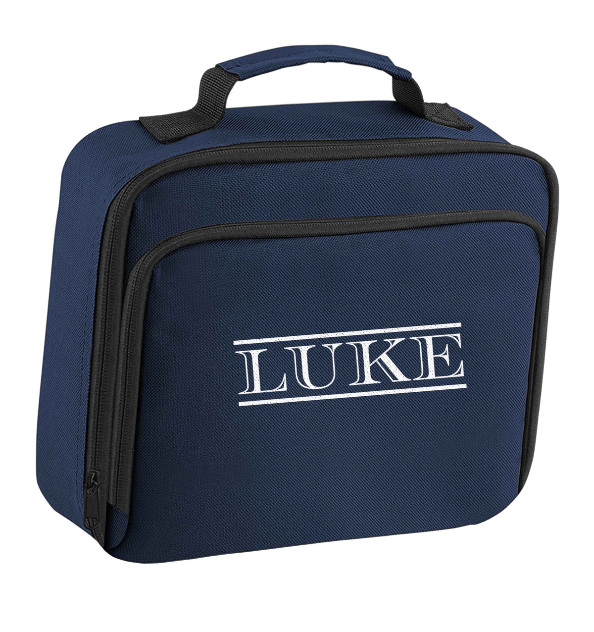 Personalised name insulated navy lunch bag cooler