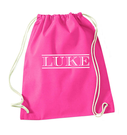 Personalised name pink drawstring bag
