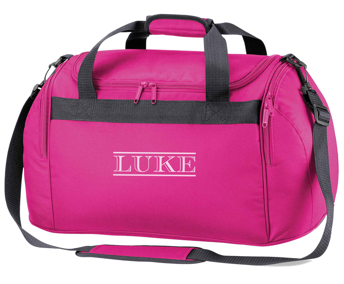 Personalised name pink holdall / duffel bag