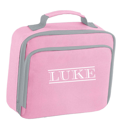 Personalised name insulated pink lunch bag cooler