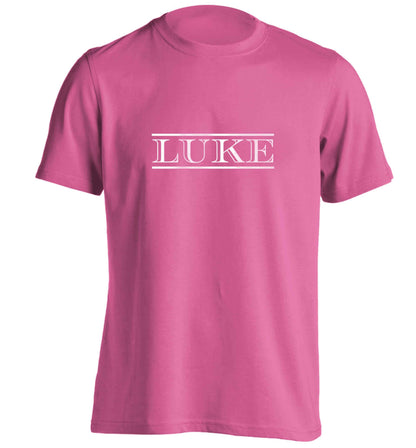 Personalised name adults unisex pink Tshirt 2XL