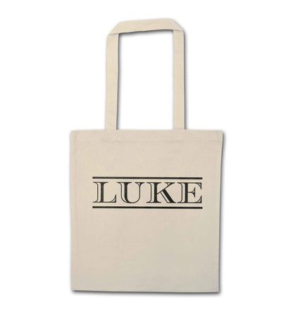 Personalised name natural tote bag