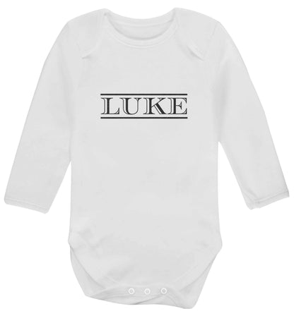 Personalised name baby vest long sleeved white 6-12 months