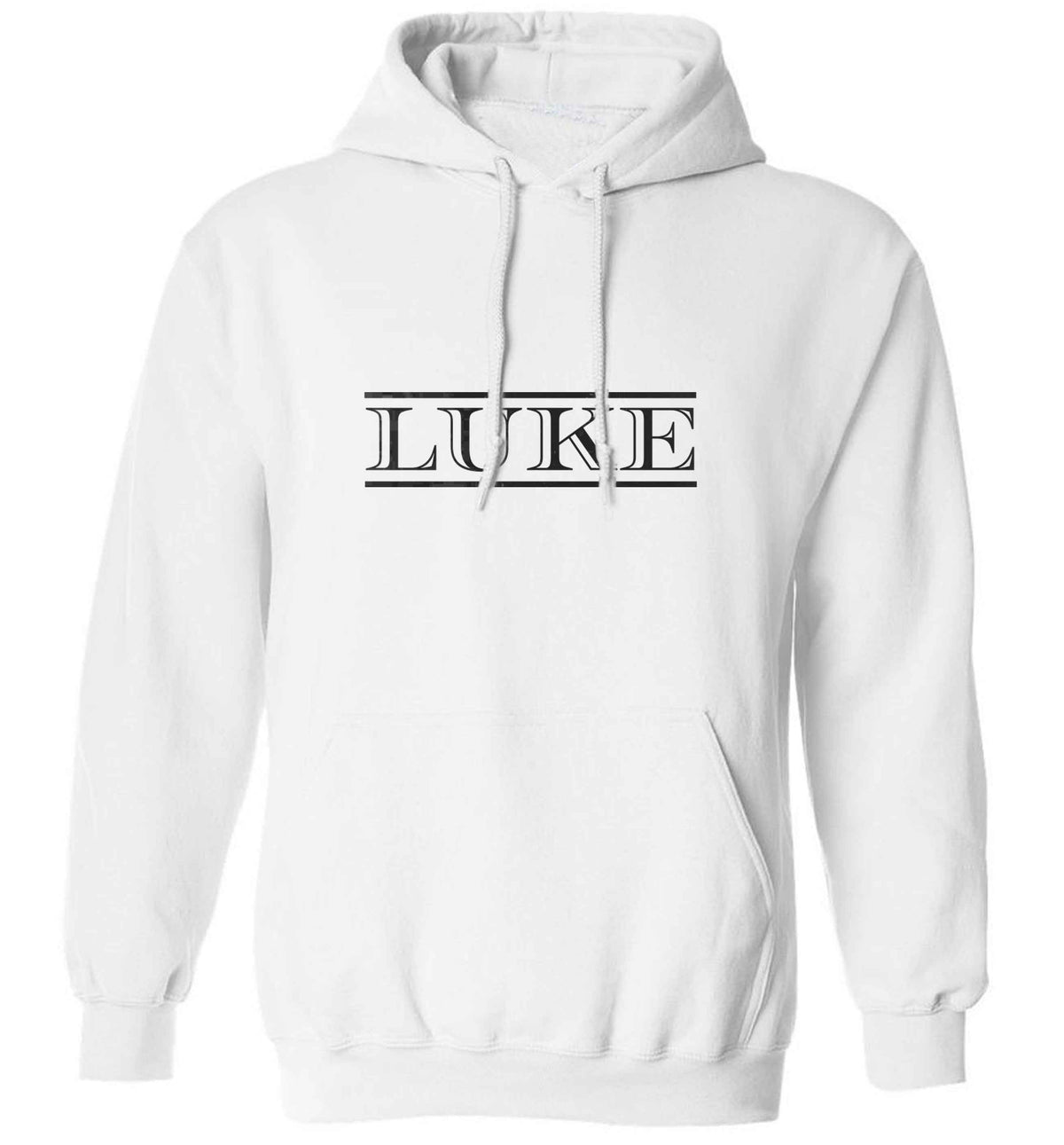 Personalised name adults unisex white hoodie 2XL