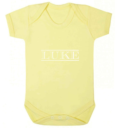 Personalised name baby vest pale yellow 18-24 months