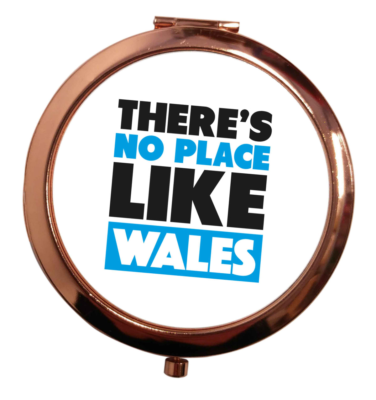 There's no place like Wales rose gold circle pocket mirror