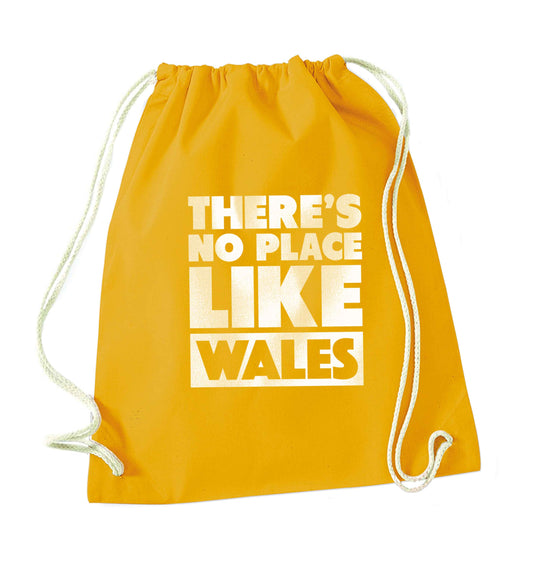 There's no place like Wales mustard drawstring bag