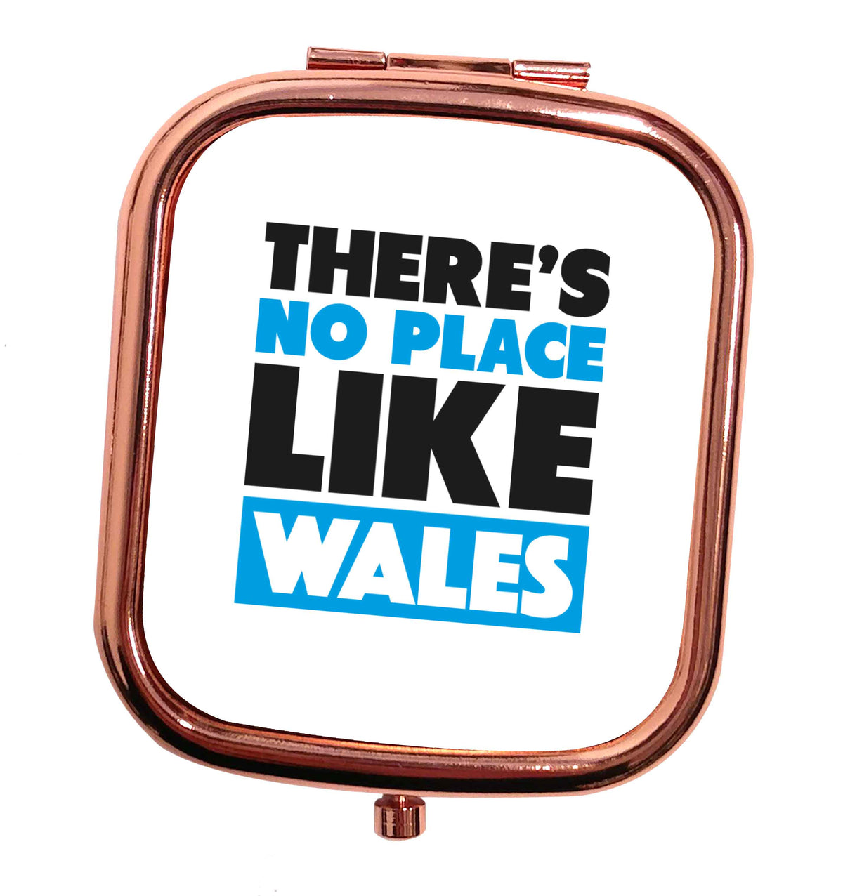 There's no place like Wales rose gold square pocket mirror