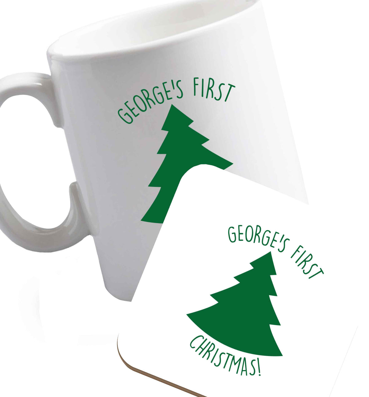 10 oz Favourite Type Pan Pancake ceramic mug and coaster set right handed
