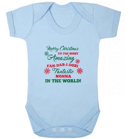 Merry Christmas to the most amazing fan-dab-i-dozi fantasic Nonna in the world baby vest pale blue 18-24 months