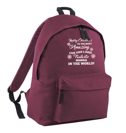 Merry Christmas to the most amazing fan-dab-i-dozi fantasic Nonna in the world maroon adults backpack