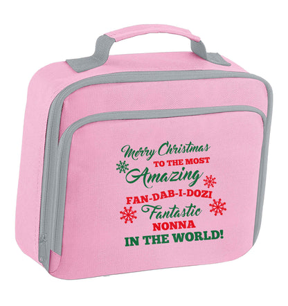 Merry Christmas to the most amazing fan-dab-i-dozi fantasic Nonna in the world insulated pink lunch bag cooler