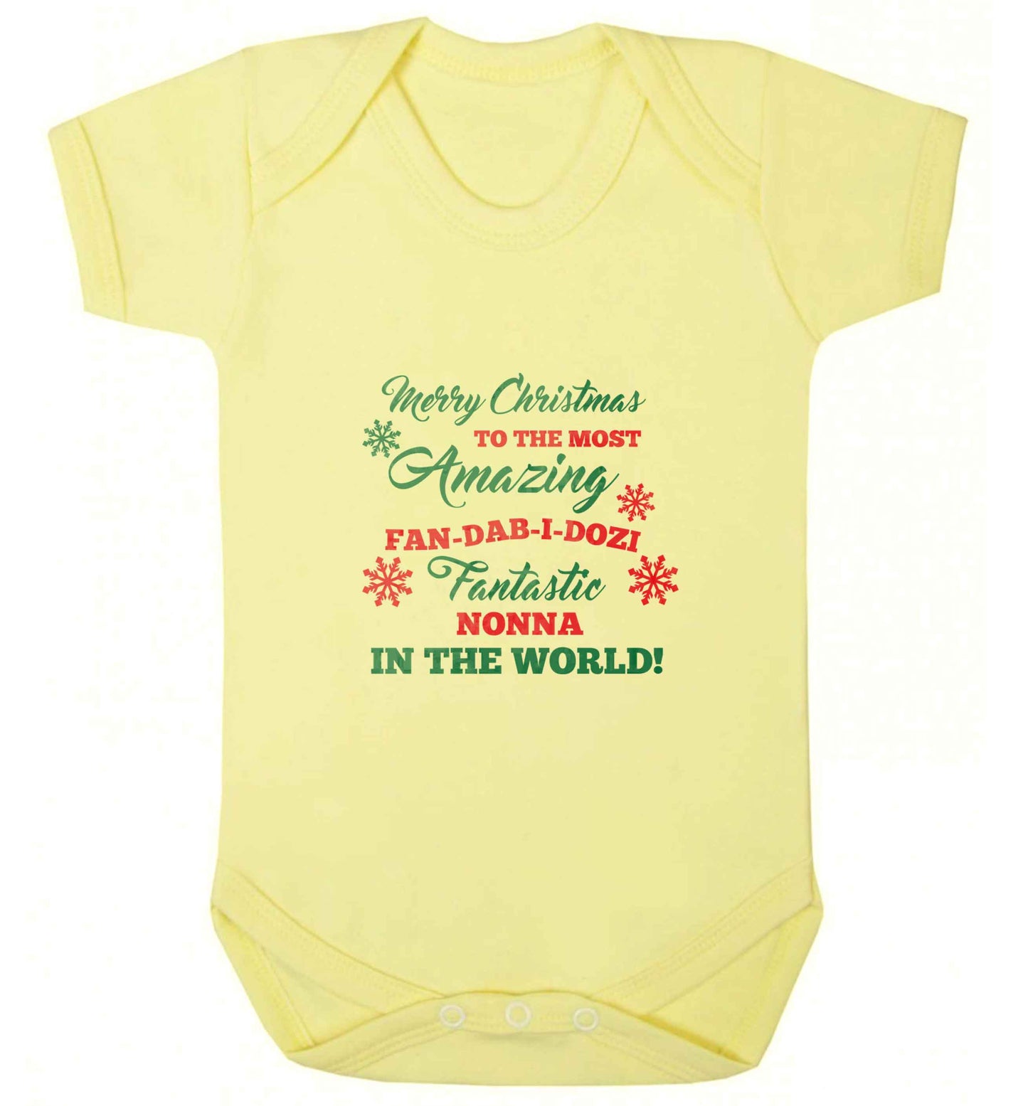 Merry Christmas to the most amazing fan-dab-i-dozi fantasic Nonna in the world baby vest pale yellow 18-24 months