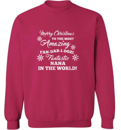 Merry Christmas to the most amazing fan-dab-i-dozi fantasic Nana in the world adult's unisex pink sweater 2XL