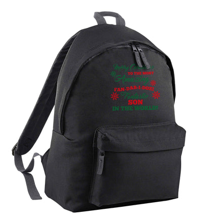 Merry Christmas to the most amazing fan-dab-i-dozi fantasic Son in the world black children's backpack