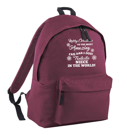 Merry Christmas to the most amazing fan-dab-i-dozi fantasic Niece in the world maroon children's backpack
