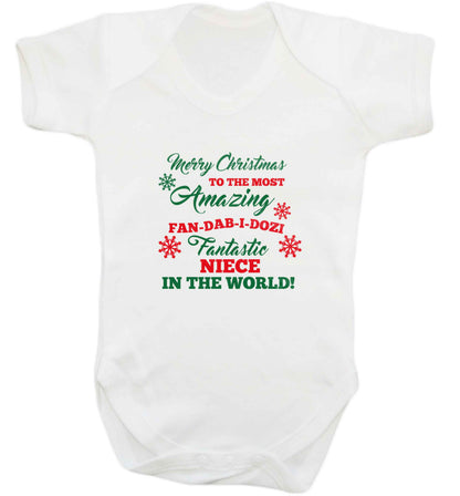 Merry Christmas to the most amazing fan-dab-i-dozi fantasic Niece in the world baby vest white 18-24 months