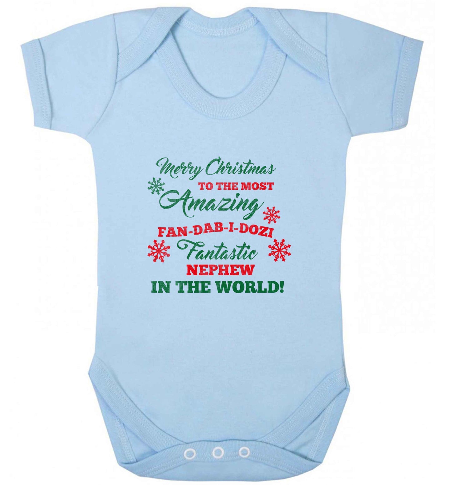 Merry Christmas to the most amazing fan-dab-i-dozi fantasic Nephew in the world baby vest pale blue 18-24 months