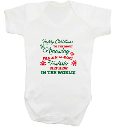 Merry Christmas to the most amazing fan-dab-i-dozi fantasic Nephew in the world baby vest white 18-24 months