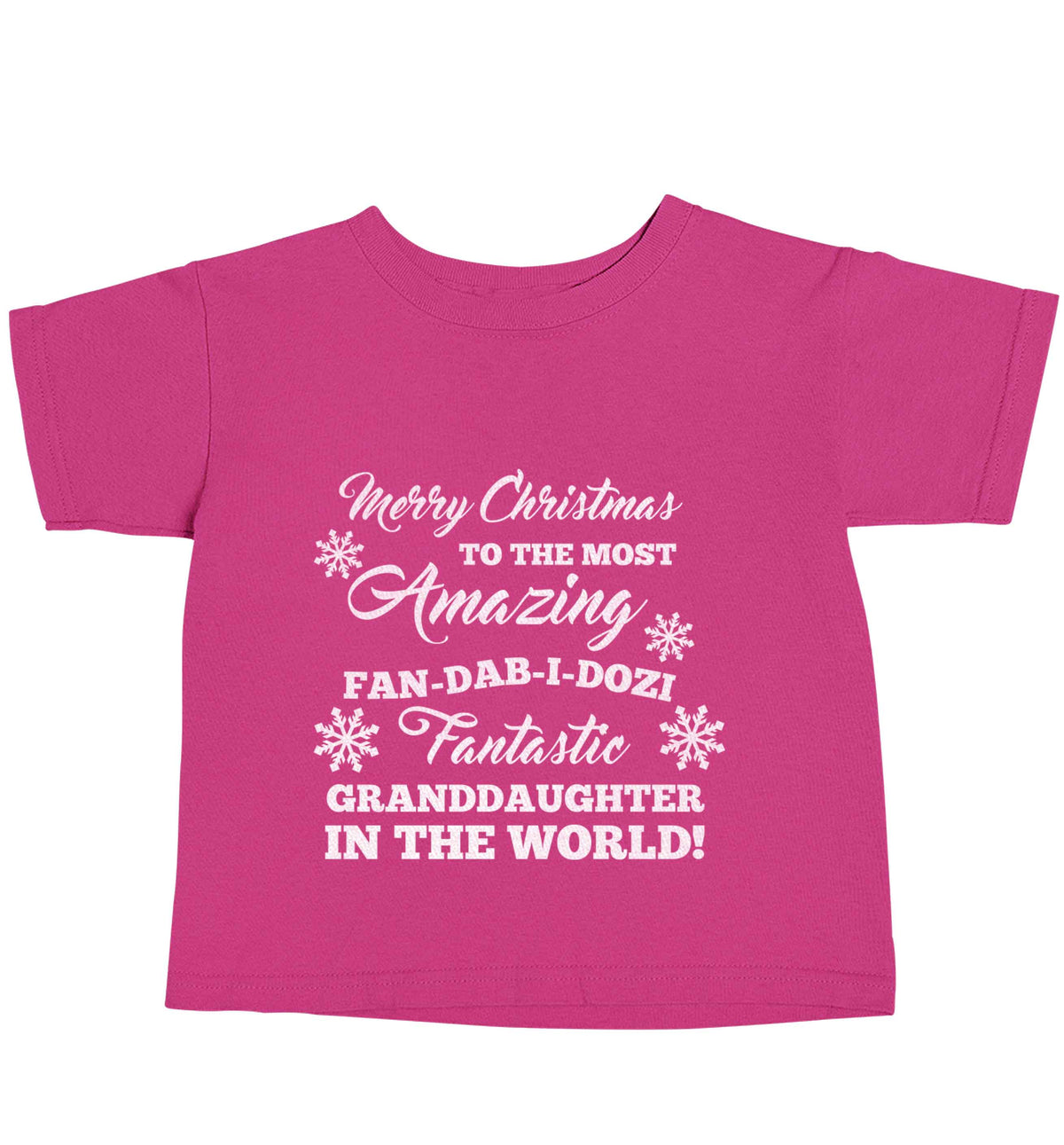 Merry Christmas to the most amazing fan-dab-i-dozi fantasic Granddaughter in the world pink baby toddler Tshirt 2 Years