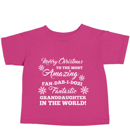 Merry Christmas to the most amazing fan-dab-i-dozi fantasic Granddaughter in the world pink baby toddler Tshirt 2 Years