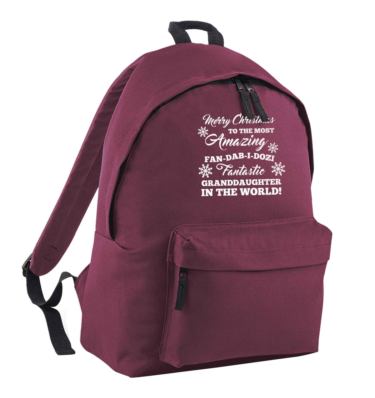 Merry Christmas to the most amazing fan-dab-i-dozi fantasic Granddaughter in the world maroon children's backpack