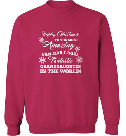 Merry Christmas to the most amazing fan-dab-i-dozi fantasic Granddaughter in the world adult's unisex pink sweater 2XL