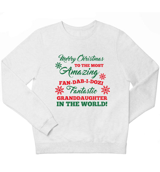 Merry Christmas to the most amazing fan-dab-i-dozi fantasic Granddaughter in the world children's white sweater 12-13 Years