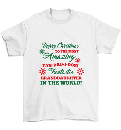 Merry Christmas to the most amazing fan-dab-i-dozi fantasic Granddaughter in the world Children's white Tshirt 12-13 Years