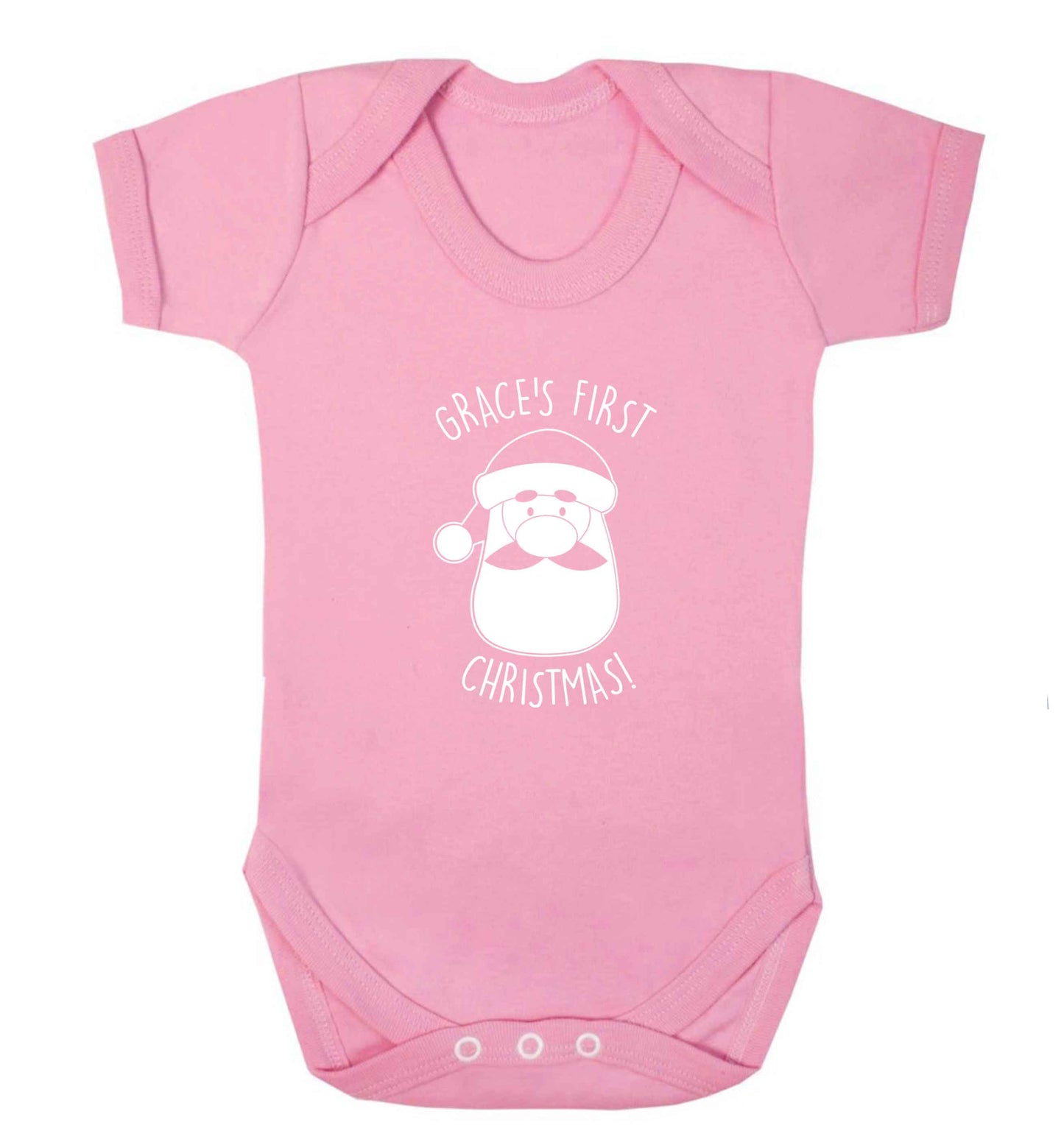 Personalised first Christmas - santa baby vest pale pink 18-24 months