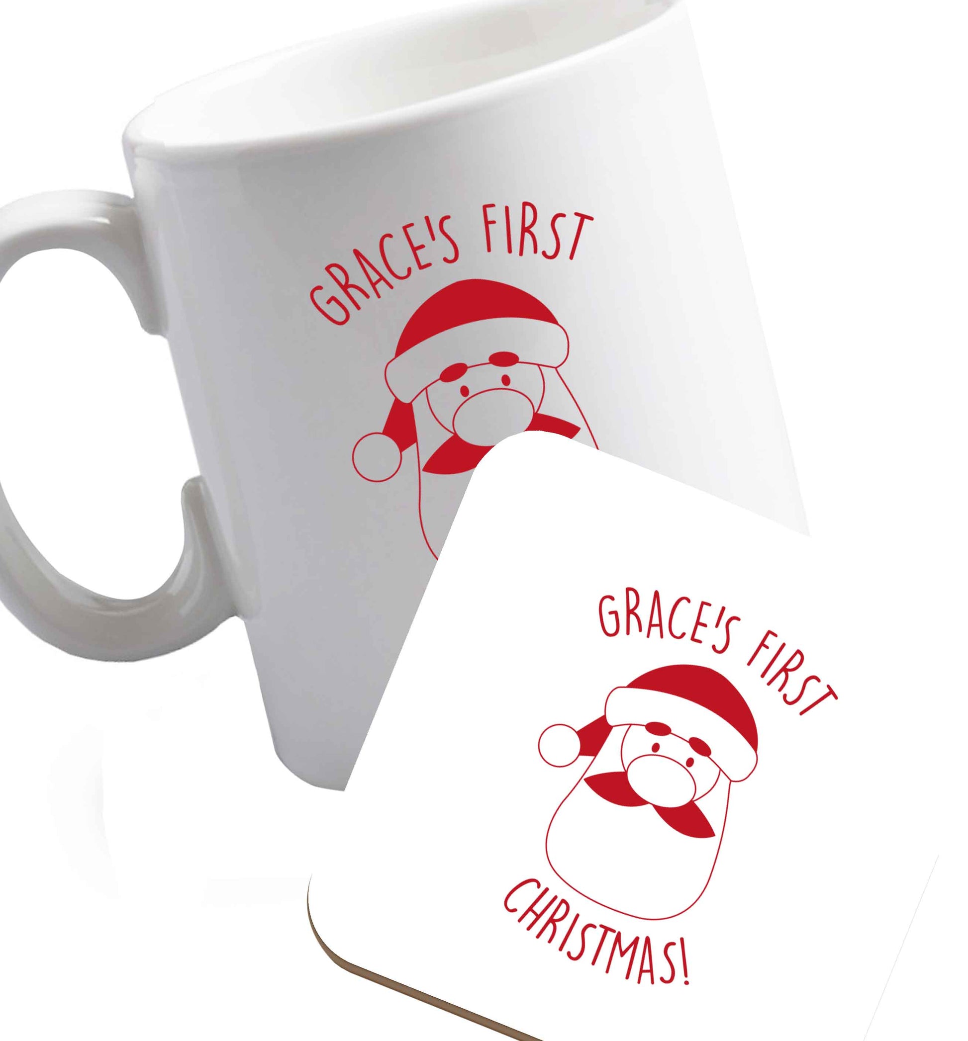 10 oz Favourite Type Pan Pancake ceramic mug and coaster set right handed