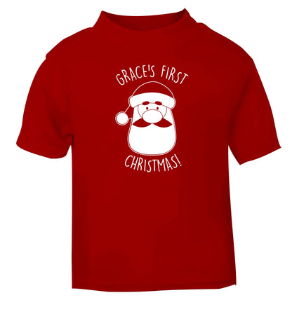 Personalised first Christmas - santa red baby toddler Tshirt 2 Years