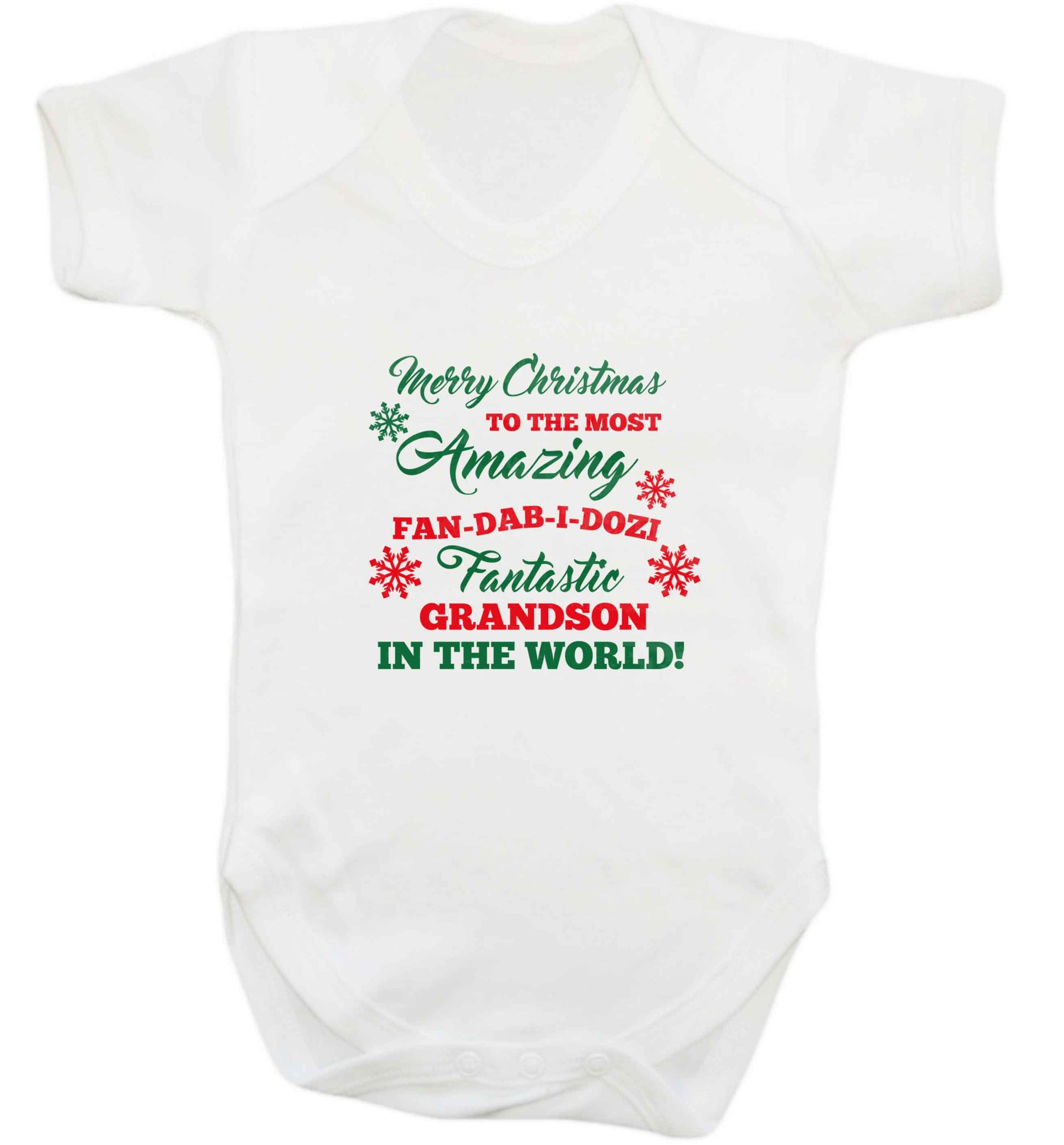 Merry Christmas to the most amazing fan-dab-i-dozi fantasic Grandson in the world baby vest white 18-24 months