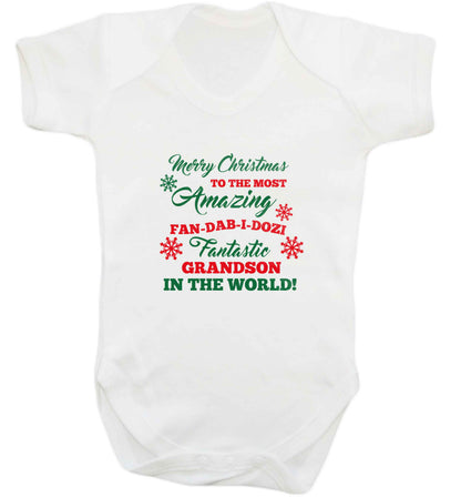 Merry Christmas to the most amazing fan-dab-i-dozi fantasic Grandson in the world baby vest white 18-24 months
