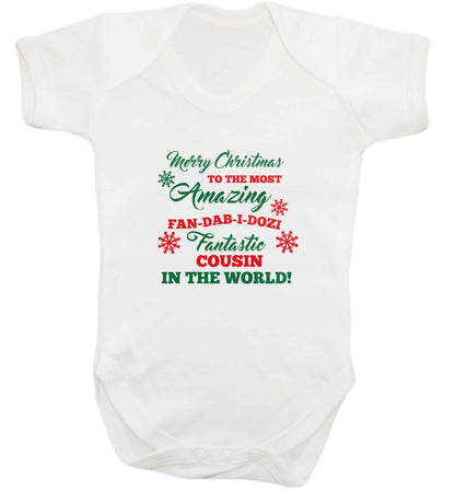 Merry Christmas to the most amazing fan-dab-i-dozi fantasic Cousin in the world baby vest white 18-24 months