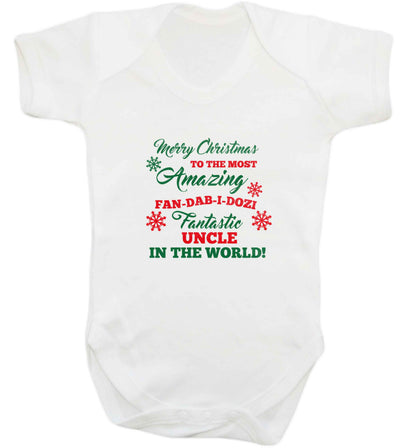 Merry Christmas to the most amazing fan-dab-i-dozi fantasic Uncle in the world baby vest white 18-24 months