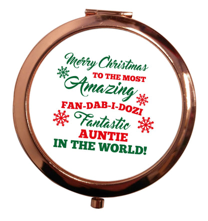 Merry Christmas to the most amazing fan-dab-i-dozi fantasic Auntie in the world rose gold circle pocket mirror