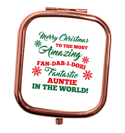 Merry Christmas to the most amazing fan-dab-i-dozi fantasic Auntie in the world rose gold square pocket mirror