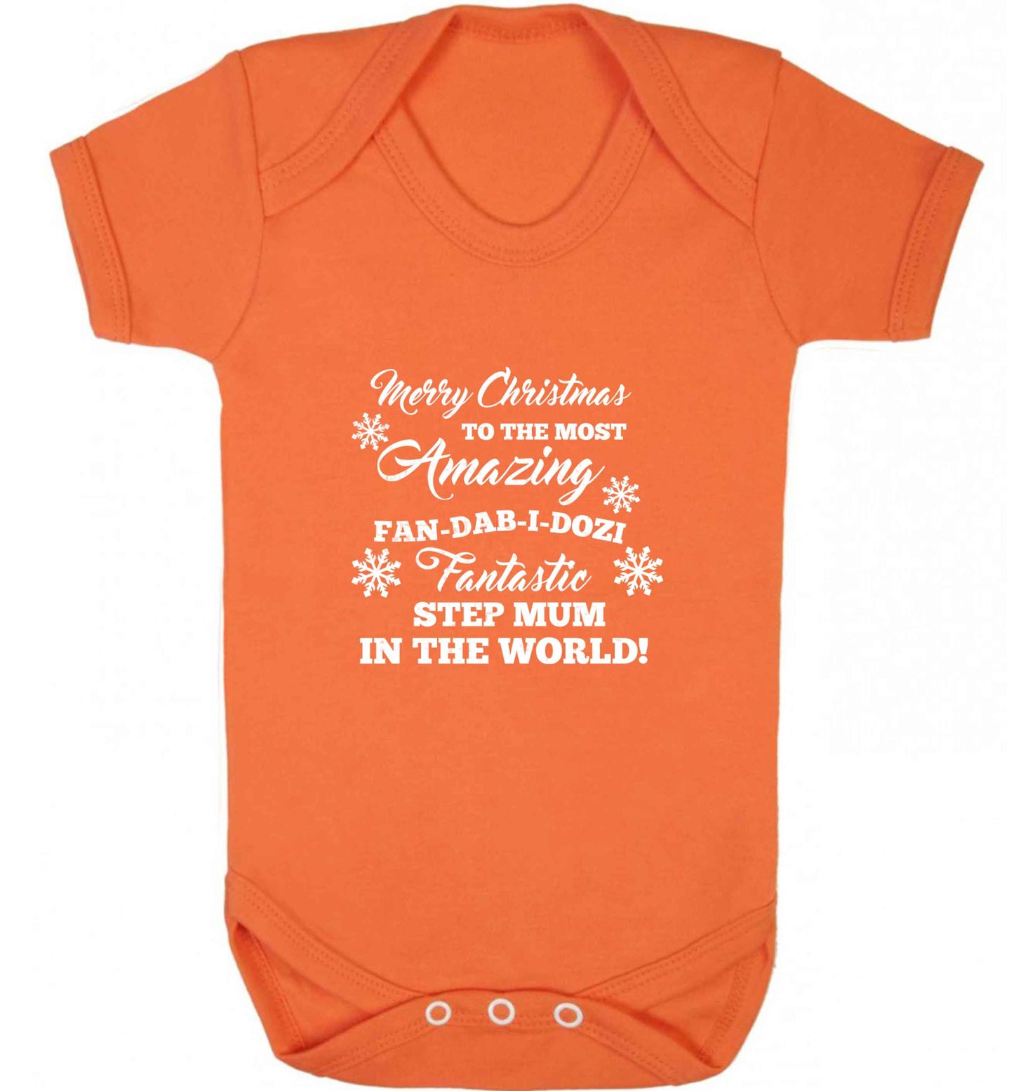 Merry Christmas to the most amazing fan-dab-i-dozi fantasic Step Mum in the world baby vest orange 18-24 months