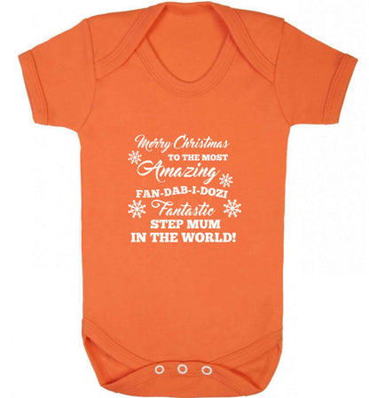Merry Christmas to the most amazing fan-dab-i-dozi fantasic Step Mum in the world baby vest orange 18-24 months