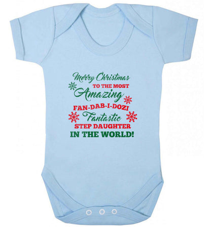 Merry Christmas to the most amazing fan-dab-i-dozi fantasic Step Daughter in the world baby vest pale blue 18-24 months