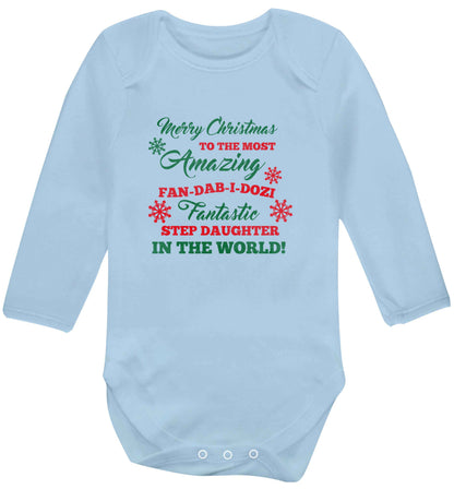 Merry Christmas to the most amazing fan-dab-i-dozi fantasic Step Daughter in the world baby vest long sleeved pale blue 6-12 months