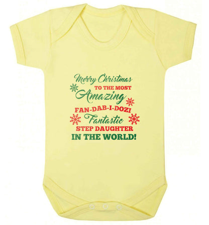 Merry Christmas to the most amazing fan-dab-i-dozi fantasic Step Daughter in the world baby vest pale yellow 18-24 months