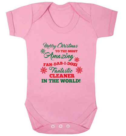 Merry Christmas to the most amazing fan-dab-i-dozi fantasic cleaner in the world baby vest pale pink 18-24 months